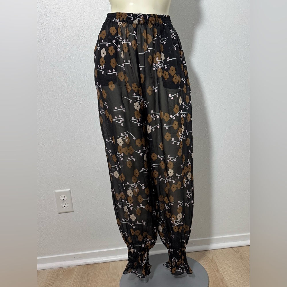 EUC Cynthia Rowley Sheer Floral Chiffon Harem Pants